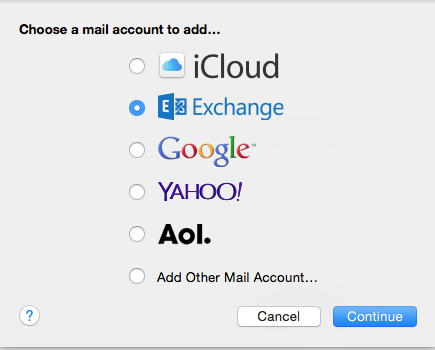 Exchange account. Apple mail.